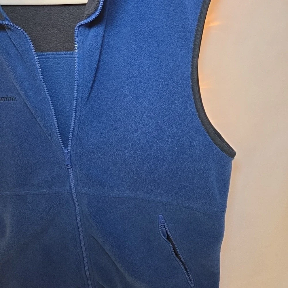 Columbia Vest Youth XL 18-20 Blue Fleece Jacket Full Zip Mock Polyester Boy Kid